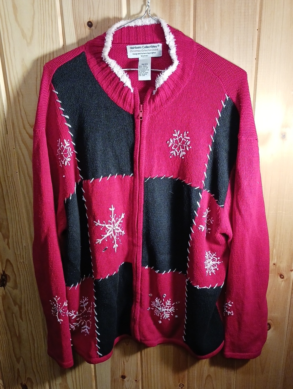 Heirloom Collectibles 2004 Zip-up Christmas Winter Holiday Sweater VINTAGE